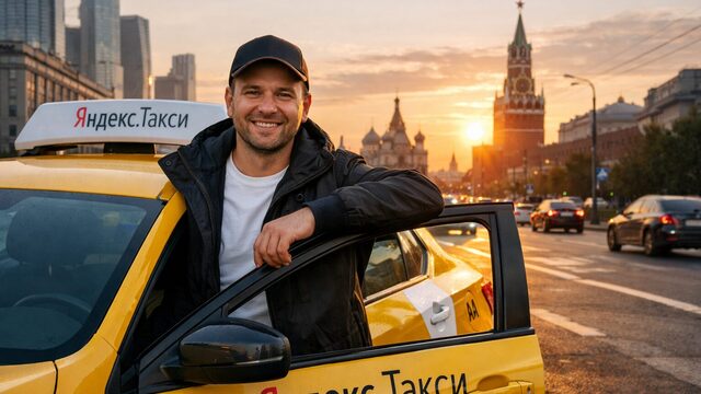 Водитель Яндекс Такси готовится к смене